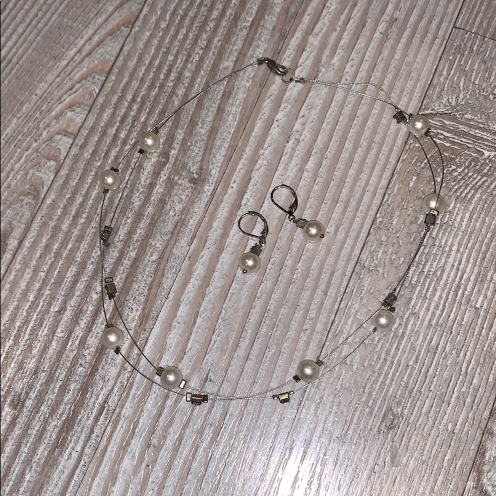 Handmade Matching Imitation Pearl & Rhinestone Set